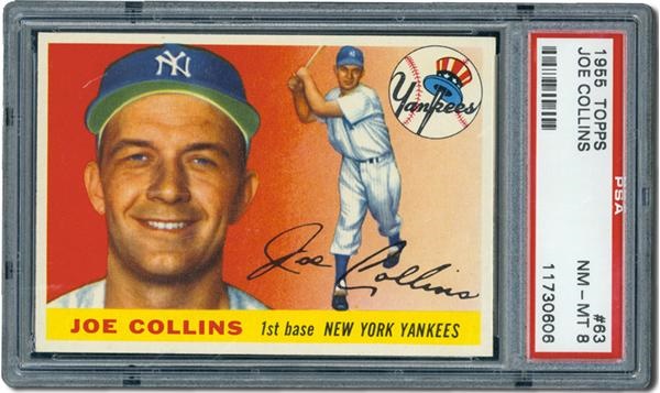 Post War Baseball Cards - 1955 Topps #63 Joe Collins PSA 8 Nm/Mt