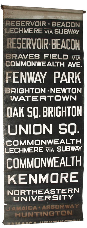 Stadium Artifacts - Boston Red Sox and Braves Trolley Car Sign