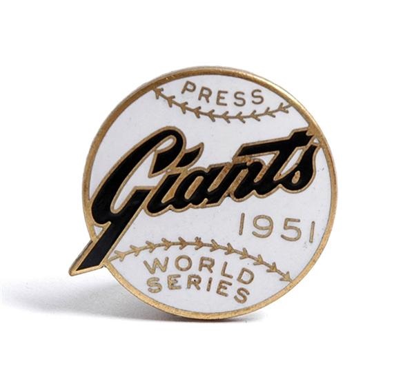 Memorabilia - 1951 N.Y. Giants World Series Press Pin
