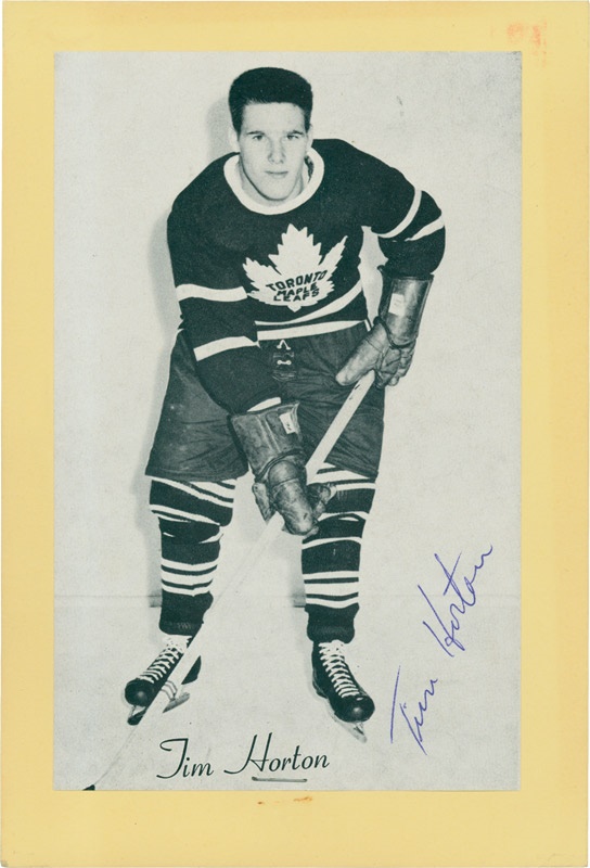 Hockey - Tim Horton Type 2 Signed Beehive Photo ( 4.5" x 6.75")