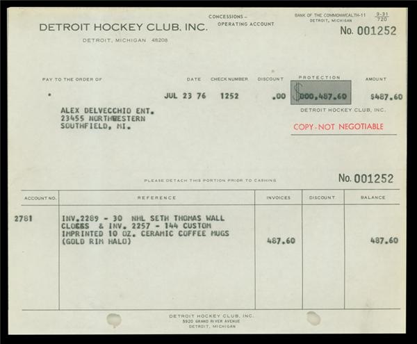 Hockey - Detroit Red Wings Player of Game Check Copies Collection