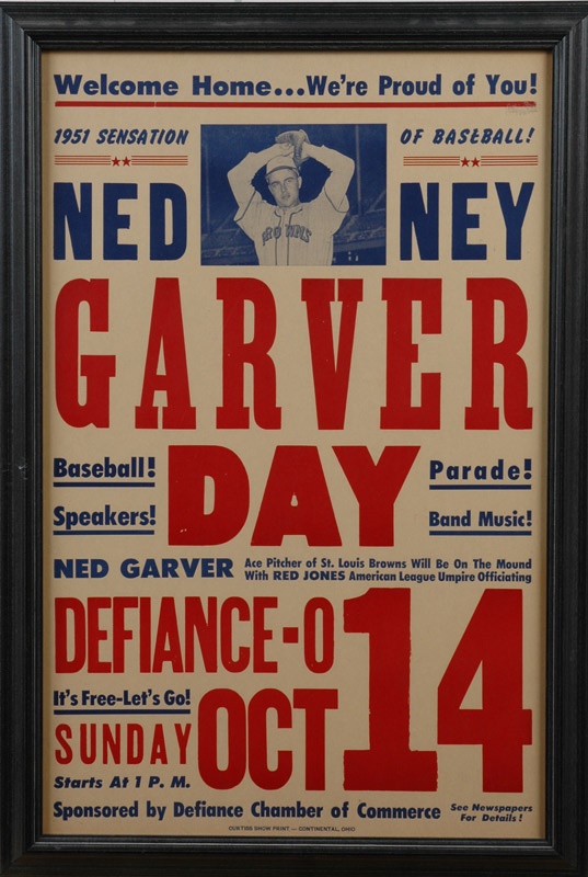Memorabilia - Ned Garver Day Broadside