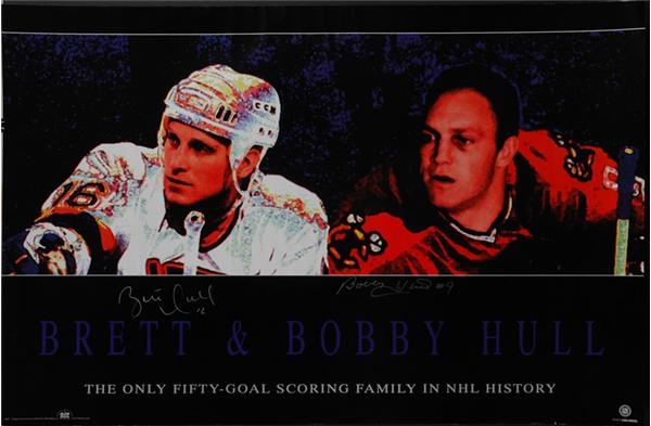 Hockey - Bobby & Brett Hull Dual Signed 50 Goal Scorers Poster Collection (4)