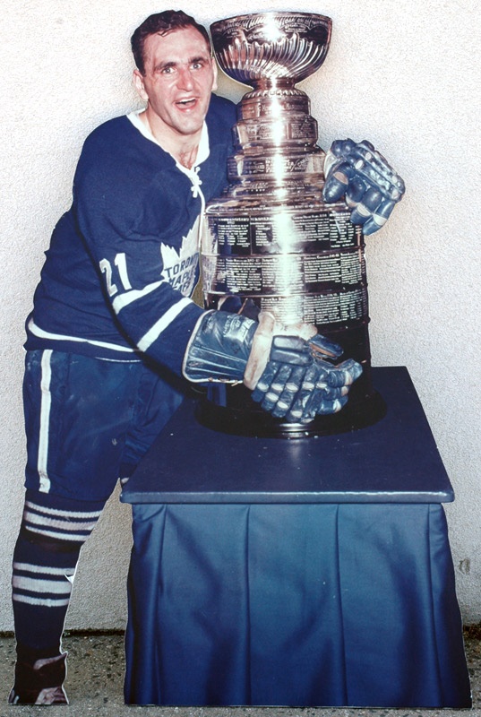Hockey - Bobby Baun With Stanley Cup Display From The Hall Of Fame