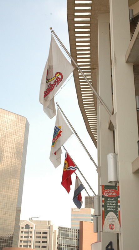 The Facade - Group Of Four Flags That Hung  Outside Busch Stadium