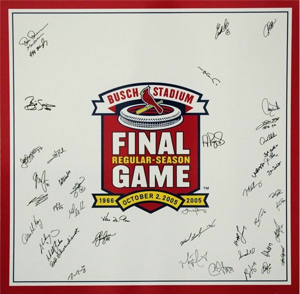 Signs Of The Times - Busch Stadium Final Game Logo -  Player Signed