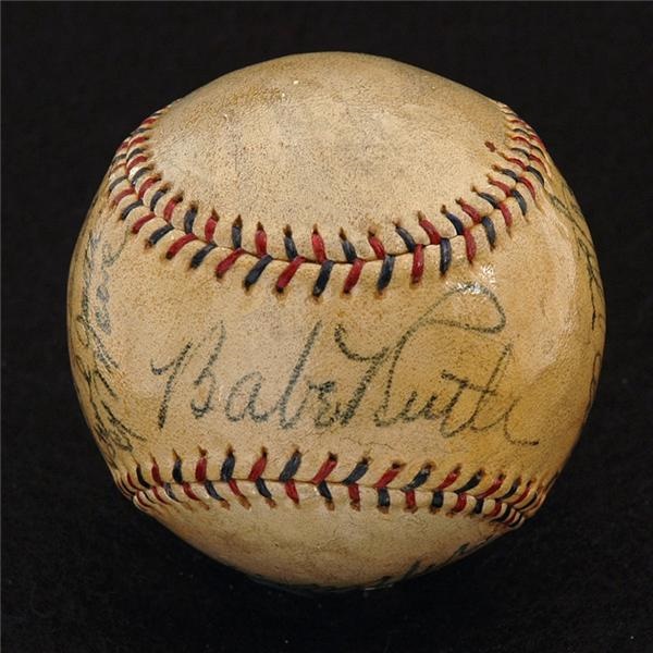 Babe Ruth - 1933 Yankees Autographed Baseball With Babe Ruth