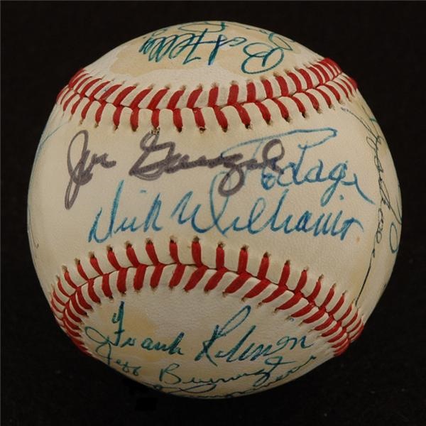 - 1974 American League All Star Team and Celebrity 
Attendees Signed Baseball PSA 7.5