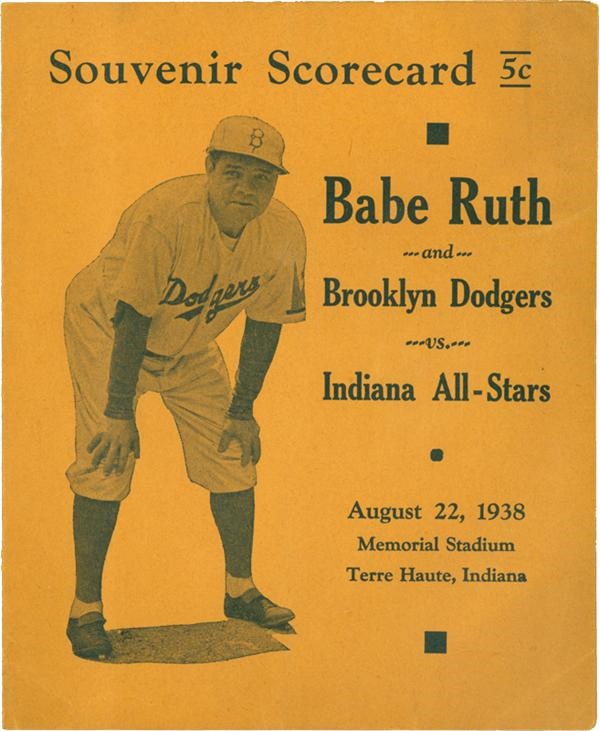 Babe Ruth - 1938 Brooklyn Dodgers Scorecard With 
Babe Ruth On The Cover