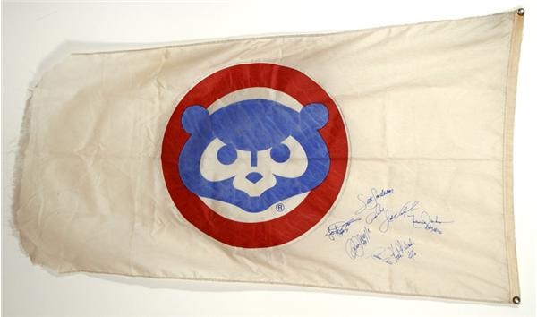 - 1980’s Chicago Cubs Logo Banner Signed 
By Players And Coaches