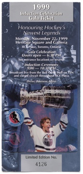 Hockey - 1999 Wayne Gretzky Hall of Fame Induction Ticket