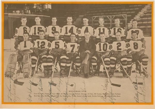 Hockey Autographs - Eddie Shore&#39;s 1937-38 Boston Bruins Team Signed Photo