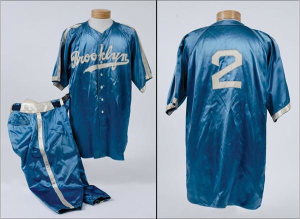 Jackie Robinson & Brooklyn Dodgers - 1944 Leo Durocher Game Worn Brooklyn Dodgers Satin Jersey with Pants