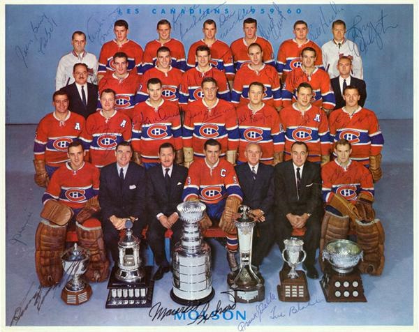Hockey Autographs - 1959-60 Stanley Cup Champion Montreal Canadiens Team Signed Photo
