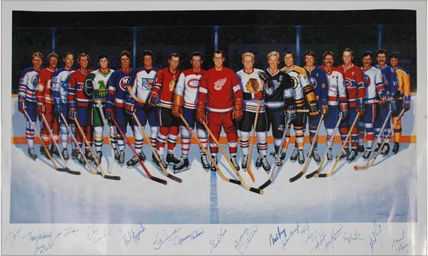 Hockey Autographs - 500 Goal Scorers Signed Lithograph