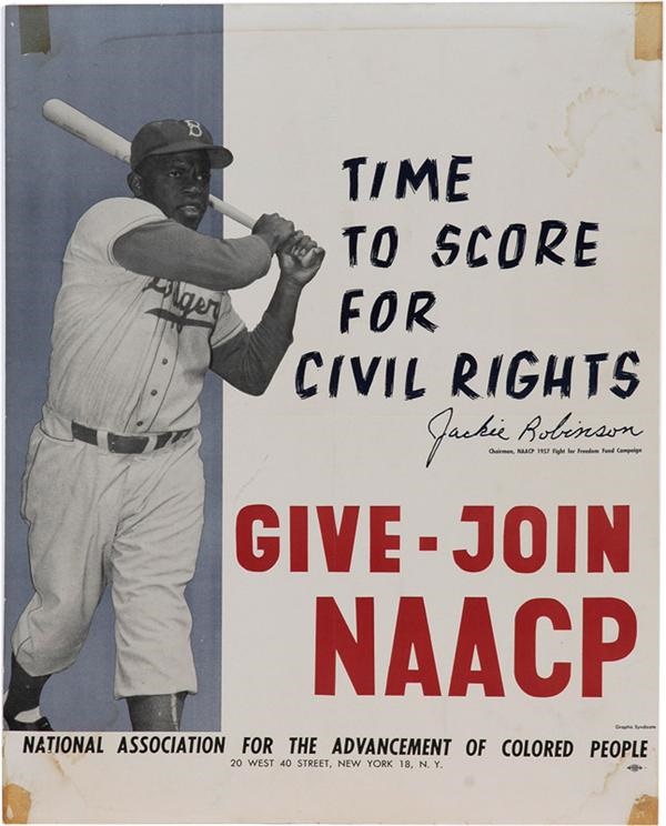 Jackie Robinson & Brooklyn Dodgers - 1957 Jackie Robinson NAACP Advertising Poster
