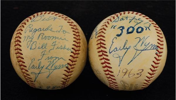 Historical Baseballs - Early Wynn 300th and 298th Win Game Used Baseballs