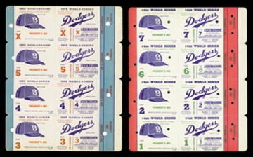 Jackie Robinson & Brooklyn Dodgers - 1955 & 1956 Brooklyn Dodgers World Series Uncut Sheets