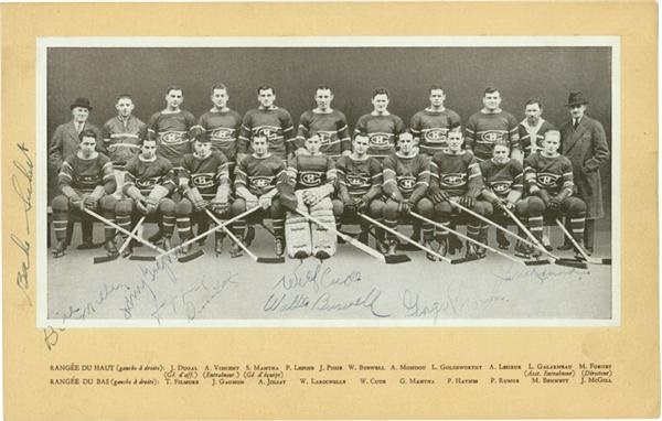 Hockey Autographs - Babe Siebert Signed Montreal Canadiens Crown Brand Team Photo