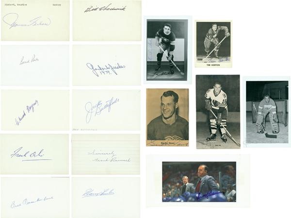 Hockey Autographs - Group Of 16 Vintage Signatures With Tim Horton and Jacques Plante