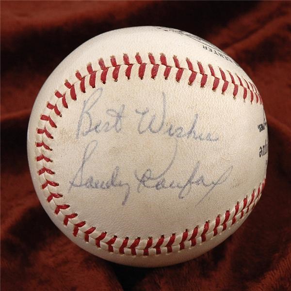 Jackie Robinson & Brooklyn Dodgers - Vintage Sandy Koufax Single Signed Baseball