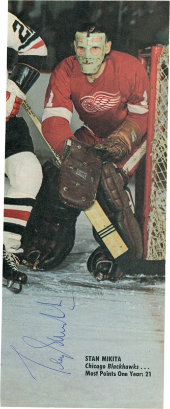 Hockey Autographs - Terry Sawchuk Signed Photo (3.75x9&quot;)