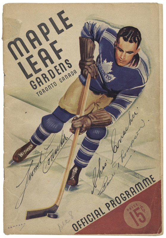 Hockey Autographs - 1934-35 Toronto Maple Leafs Program Signed by Lionel &amp; Charlie Conacher