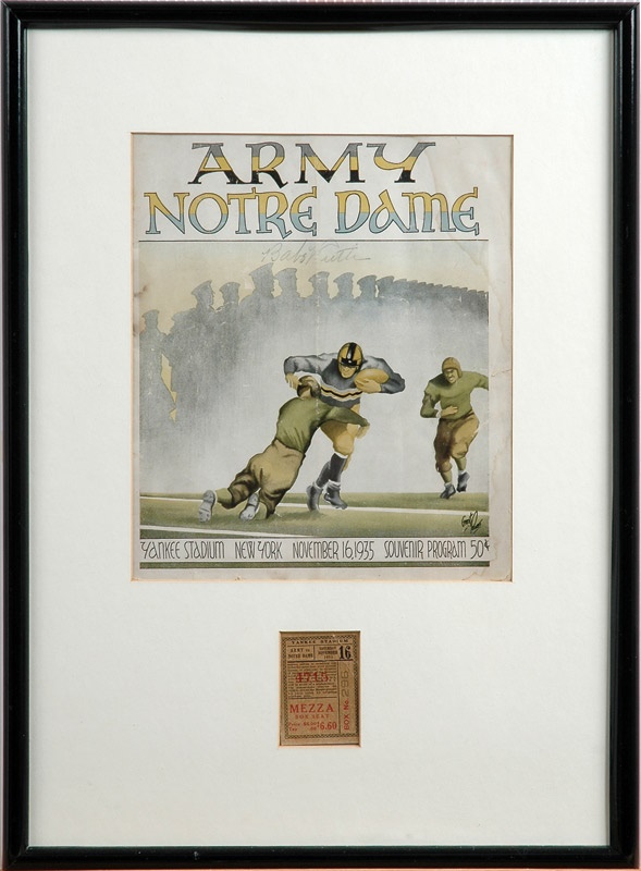 Babe Ruth - 1935 Army vs. Notre Dame Program Signed By Babe Ruth