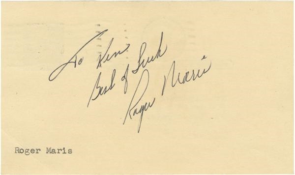 - 1962 Roger Maris Signed Government Postcard