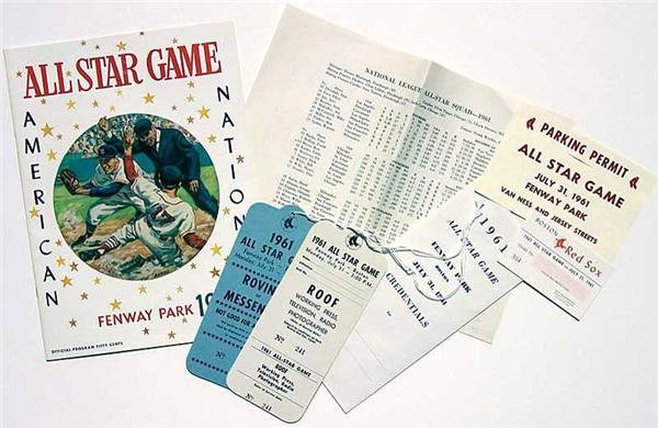 - 1961 Baseball All-Star Game Program with (2) Passes & more.