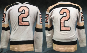 Hockey - Early 1940's Flash Hollett Game Worn Retired #2 (Eddie Shore) Boston Bruins Wool Sweater