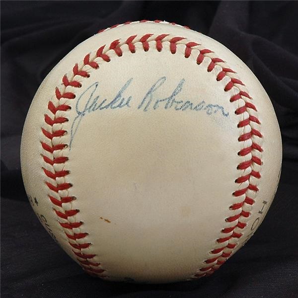 Jackie Robinson & Brooklyn Dodgers - Jackie Robinson Single Signed Baseball (PSA 7 NRMT)