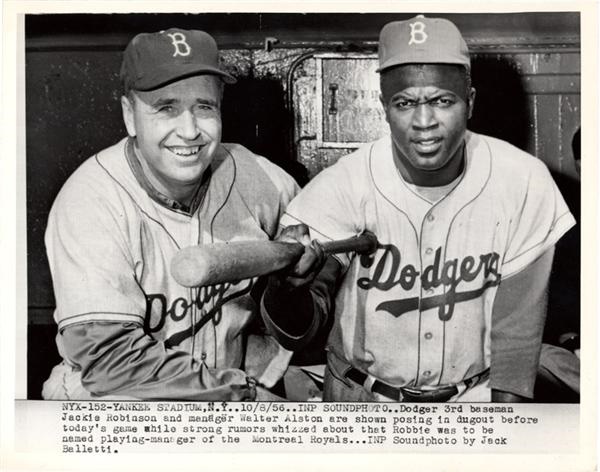 Jackie Robinson & Brooklyn Dodgers - Jackie and Alston before the start of Don Larsen’s Perfect Game