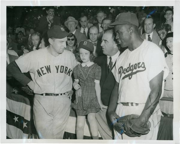 Jackie Robinson & Brooklyn Dodgers - Jackie Robinson and Happy Chandler at Game 5 by Sam Goldstein (1949)