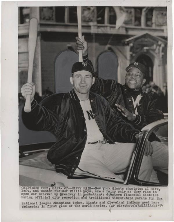 Kubina And The Mick - 1954 Willie Mays and Al Dark Giants Photo