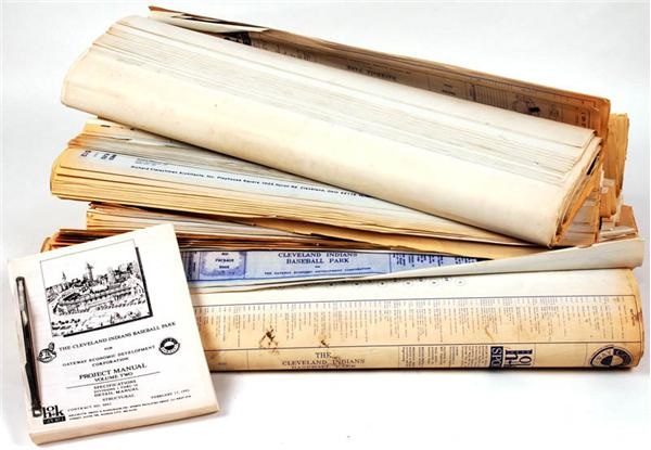Stadium Artifacts - Huge Collection of Cleveland Jacobs Field Construction Blue Prints