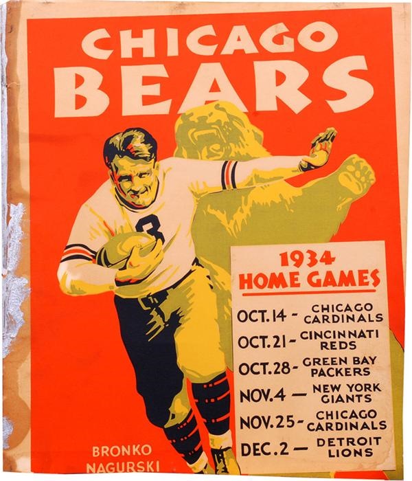 - 1934 Chicago Bears Bronko Nagurski Football Broadside