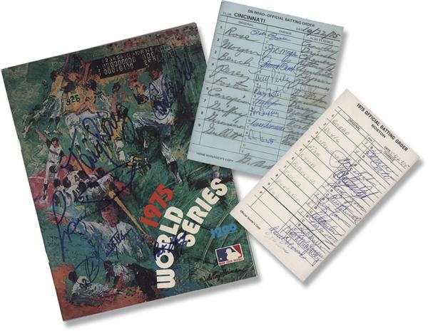- 1975 World Series Team Signed Game 7 Line-Up Cards (2)