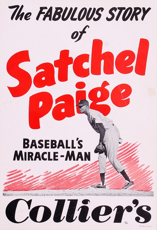 - Rare 1950's Satchel Paige Colliers Magazine Store Display Poster