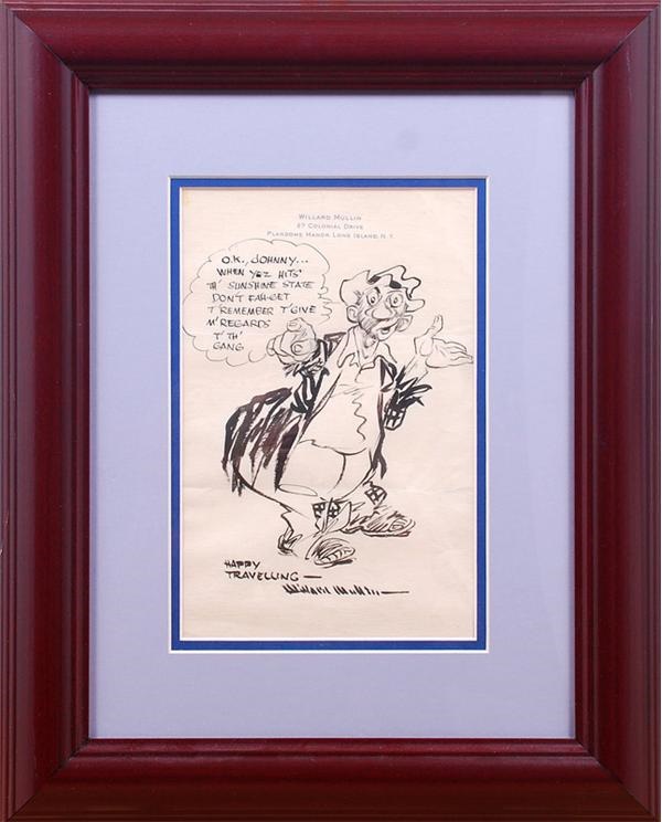 - 1950's Willard Mullin Signed Original Drawing of the Brooklyn Bum