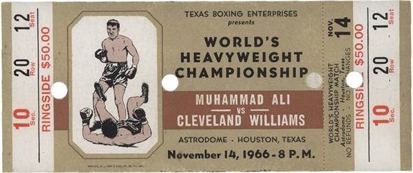 - 1966 Muhammad Ali vs Cleveland Williams Boxing Full Ticket