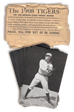 - 1908 Detroit Tigers Dietsche Postcard Complete Set In Original Envelope