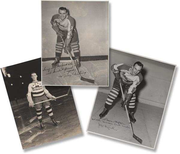 Hockey Autographs - New York &amp; Brooklyn Americans Vintage Signed Hockey Photographs (3)