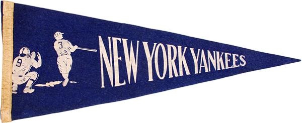 - 1930's New York Yankees Pennant with #3 Babe Ruth Graphics