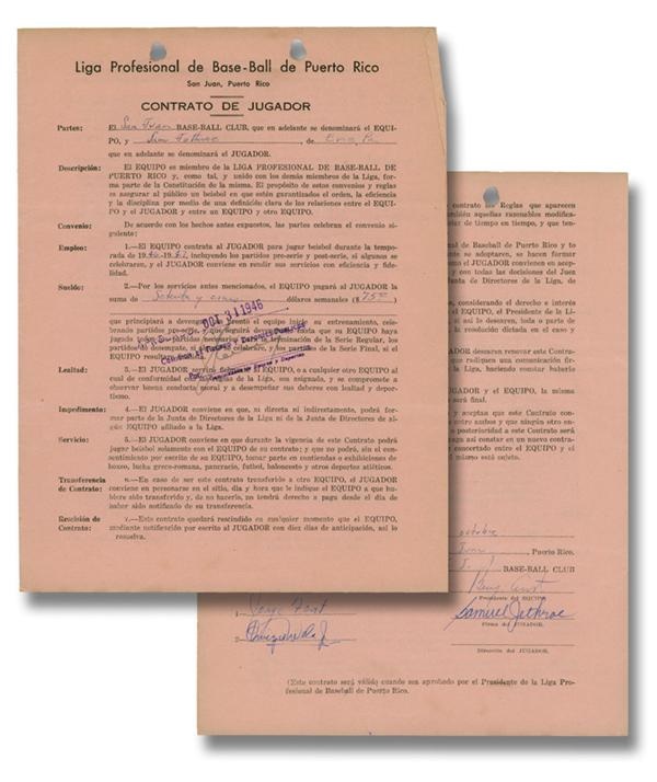 - Negro Leaguer Sam Jethroe Signed Puerto Rican Players Contract (1946)