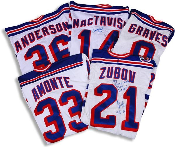 Hockey Autographs - Collection of New York Rangers Signed Replica Jerseys (5)
