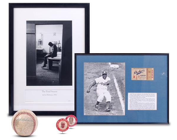 Jackie Robinson & Brooklyn Dodgers - Jackie Robinson Collection of (6) Including Signed Baseball