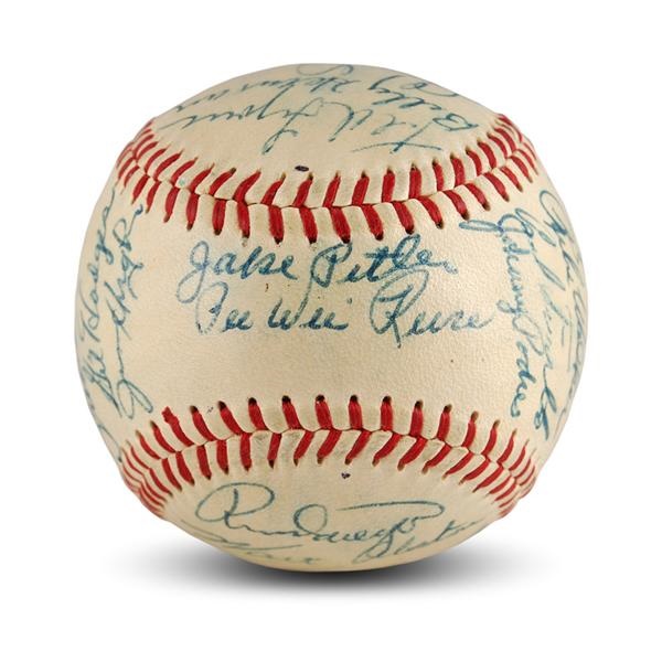 Jackie Robinson & Brooklyn Dodgers - 1954 Brooklyn Dodger Team Signed Baseball with No Clubhouse Signatures