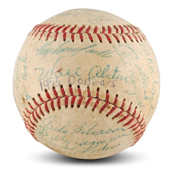 Jackie Robinson & Brooklyn Dodgers - 1955 Brooklyn Dodgers World Champions Team Signed Baseball
