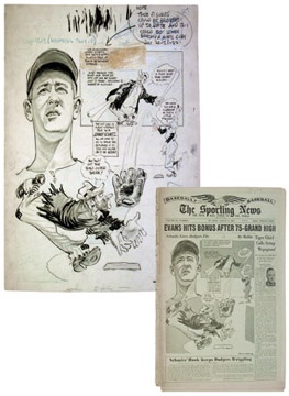 Jackie Robinson & Brooklyn Dodgers - 1948 Willard Mullin Brooklyn Bum TSN Cover Art